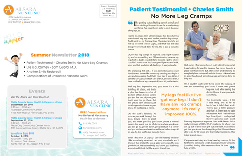 Alsara Vein Clinic Summer Newsletter 2018